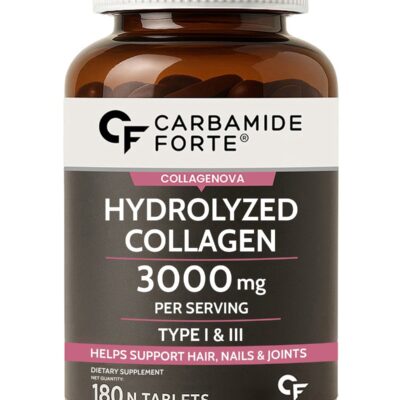 Hydrolyzed Collagen Peptides | 3000mg with Type 1 & 3 Collagen Powder - 180 Tablets