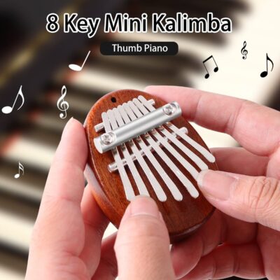 Mini Thumb Piano 8 Keys Wooden Finger Piano With Lanyard, Musical Instrument, Gift For Valentine's Day, Perfect For Adult Beginners & Music Lovers