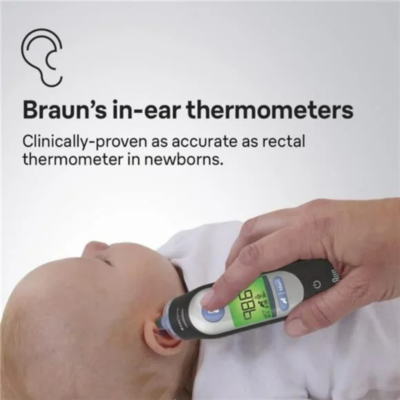 Braun Thermometer White | ThermoScan 7 Ear Thermometer with Age Precision - Black Edition plus IRT 6520