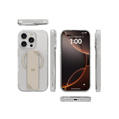 Infinyty Clear Case with Natural Titanium Grip for iPhone 16 Pro Max - GRI010X02
