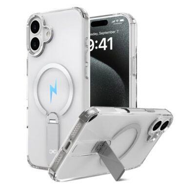 Infinyty 360 Degree Rotatable Stand Stanzo Case for iPhone 16 - Clear - STA012X04