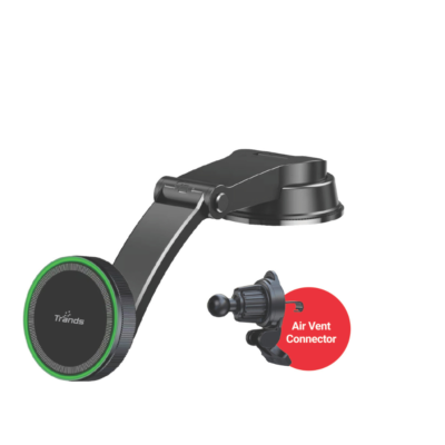 Trands 2 in 1 Magnetic Wireless Car Holder – Adjustable Dashboard & Air Vent Mount with Fast Wireless Charging - TR-HO5617