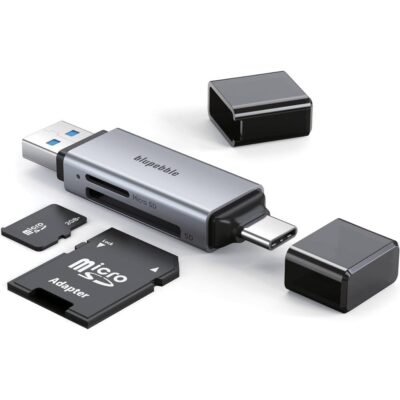Blupebble 2-in-1 USB-A & USB-C Card Reader with TF SD Card Support - Gray - BP-SDTFRDR-GY