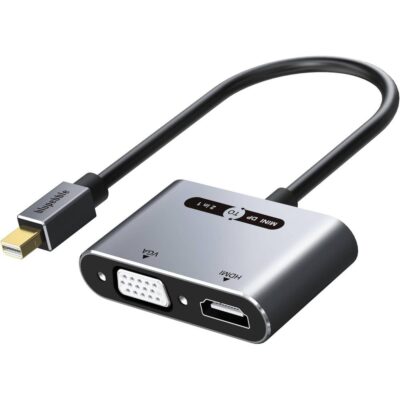 Blupebble Mini DisplayPort to HDMI & VGA 2-in-1 Adapter - Space Gray - BP-AV589-08GW0.2-SG