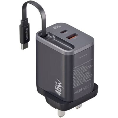 Blupebble PowerCore 45W Dual-Port PD GaN Fast Charger - Black - BP-PD45GANRC-BK