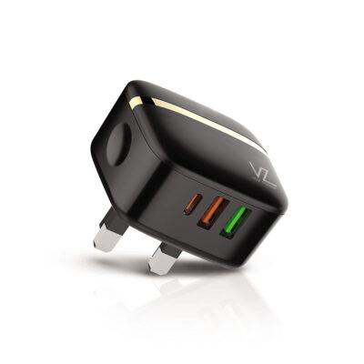 VOZ 32W Three-Port Wall Charger with PD QC 3.0 Port and Lightning Cable - VZWPD02L