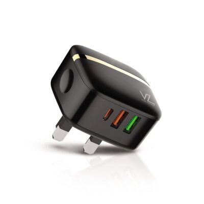 VOZ 32W Three-Port Wall Charger with PD QC 3.0 Port - VZWPD02