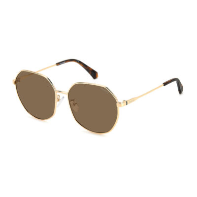 POLAROID Women Polarized Gradient Brown Lens Sunglasses Full Frame Geometrical Shape 59-16-145mm Gold Metal Frame CR39 Lens - PLD4140/G/S/XDDBSP