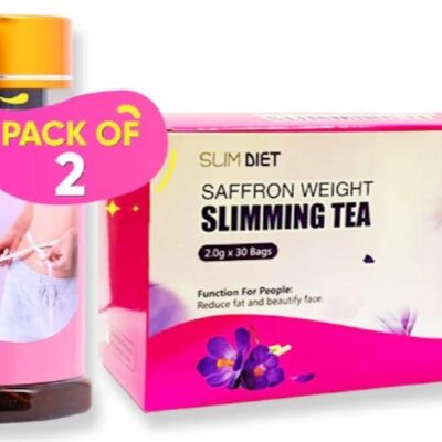 Slim Diet Saffron Weight Loss Slimming Tea and Capsules, Dynamic Duo for Accelerated Weight Loss and Powerful Fat Burning with Detox Herbal Tea (30 Tea Bags) and Antioxidant-Rich Capsules (60 Capsules