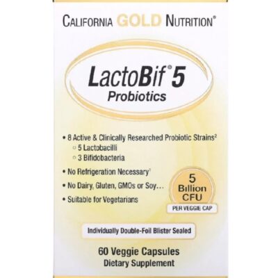Lactobif 5 Probiotics 5 Billion Cfu 60 Veggie Capsules Packaging May Vary