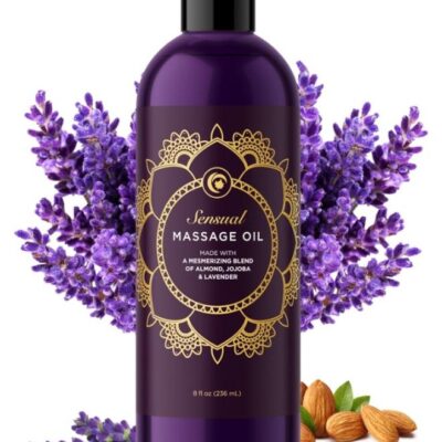 Aromatherapy Sensual Massage Oil for Couples - Relaxing Full Body Massage Oil for Date Night with Sweet Almond Oil - Vegan Lavender Massage Oil for Massage Therapy Smooth Gliding Formula (8 Fl Oz)