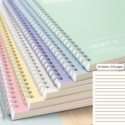 6 Pack Spiral Notebooks, Transverse Line Diary Notebook for Women Men, A5 Notebook for Study and Notes, Large Capacity Spiral Notebook for business, office, school, meeting, diary, journal