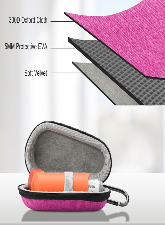 Beautyflier 2 PCS Asthma Inhaler Travel Case, Portable Zipper Carry Box with Clip-On Carabiner, Asthma Inhaler EVA Protective Holder for Adults and Kids, Case Only (Hot Pink + Black - Image 2