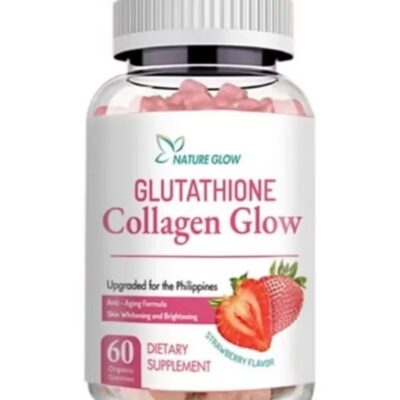 Nature Glow Glutathione Collagen Glow Gummies - Strawberry Flavor - 60 Vegan Pieces - Skin Support, Anti-Aging, Brightening, Vitamin C & E