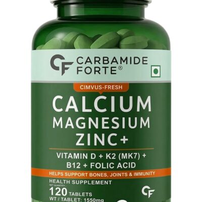 Calcium, Magnesium, Zinc + with Vitamin D,K2 & B12 |For Women & Men – 120 Veg Tablets