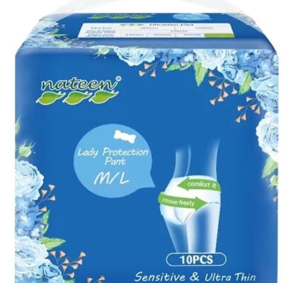 Disposable Period Pants For Sanitary Protection,10 Count Sanitary Pads Pant Style,Protective Underware For Women,Medium/Large Pull Ups,Super Guard Short Type.