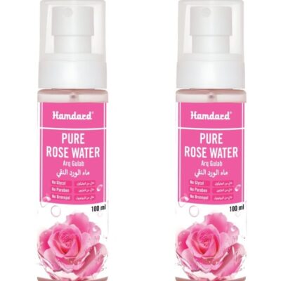 Hamdard Arq Gulab Rose Water Spray 100ml Pack of 2 | Natural Facial Toner & Refreshing Mist, Hydrates & Soothes Skin, Suitable for Daily Skin Care