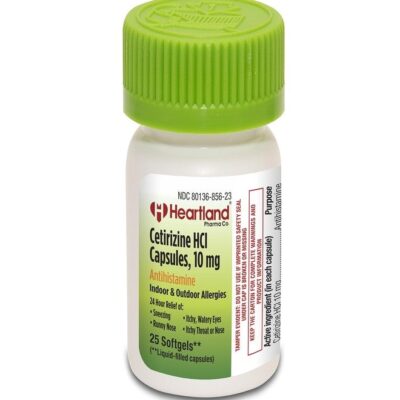 Heartland Pharma Cetirizine HCI 10mg | Allergy Relief | Antihistamine Softgels | Cetirizine for Seasonal Allergies | 25 Count