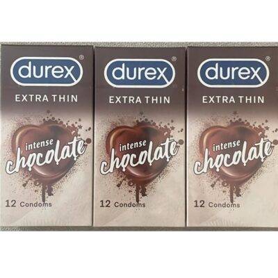 12-Piece Extra Thin Intense Chocolate Flavored Condoms, Pack Of 3