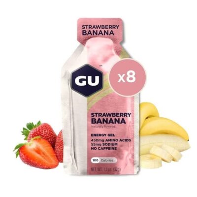Energy Gel, Strawberry Banana Flavor, 1 Sachet, Fast-Acting Carbs & Electrolytes, Quick Energy Boost for Endurance, Pocket-Sized, Easy to Digest