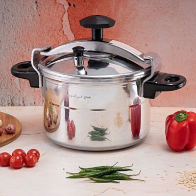Aluminum Multi-Safety Device With Cool Touch Handles Pressure Cooker Silver 9Liters