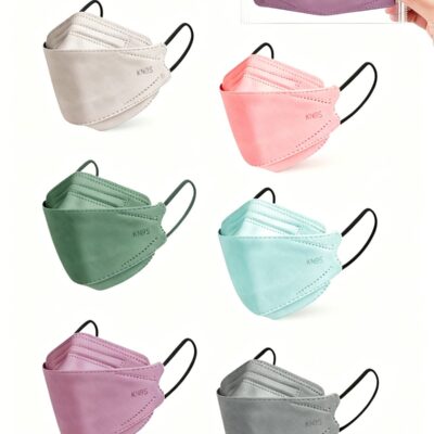 60PCS KN95 Disposable Face Mask, Individually Packaged, Fish Mouth Type 4-Ply Breathable Mask with Adjustable Nose, Daily Use