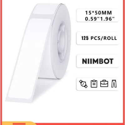 D11/D110/D101 Label Maker Tape Adhesive White Label Sticker Waterproof Label Tape Thermal Label Paper for Barcode Printing 15*50mm, White