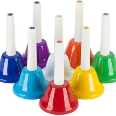 OriGlam 8 Note Diatonic Metal Hand Bells Set - Colorful Musical Instrument