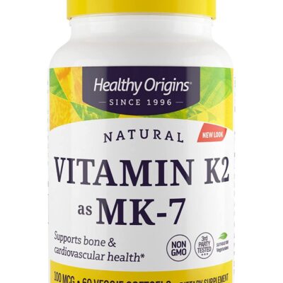 Vitamin K2 as MK7 Supports Bone & Cardiovascular Health 100mcg Dietary Supplement - 60 Veggie Softgels