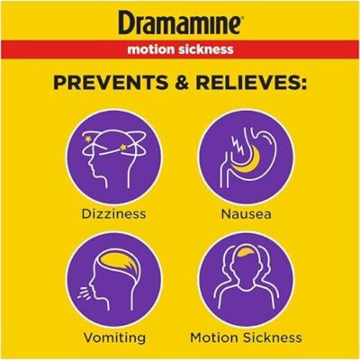 Dramamine Motion Sickness Less Drowsy, Travel Vial, Multicolor, 8 Count