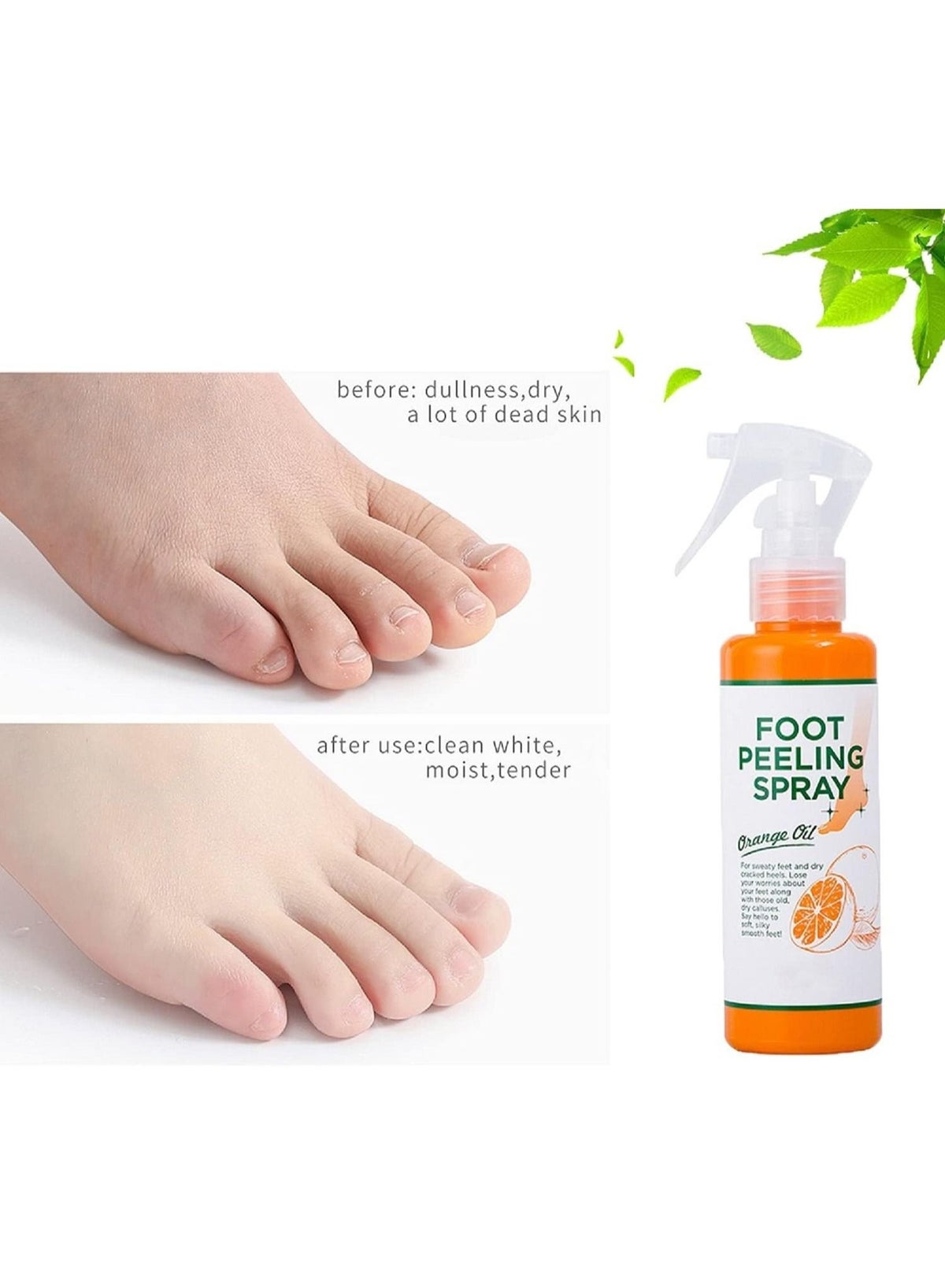 Foot Dead Skin Remover - Foot Peeling Spray Orange Oil,Natural Formula Foot Scrubber for Dead Skin Callous Removal, Moisturizing Nourishing Foot Exfoliator - Image 3