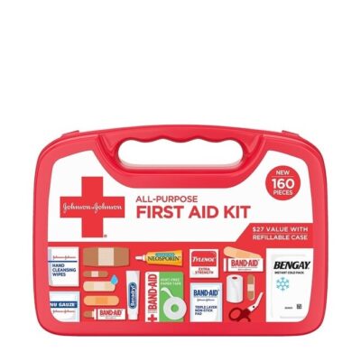 All-Purpose Portable Compact First Aid Kit for Minor Cuts, Scrapes, Sprains & Burns, Ideal for Home, Car, Travel, Camping and Outdoor Emergencies, 160 pieces