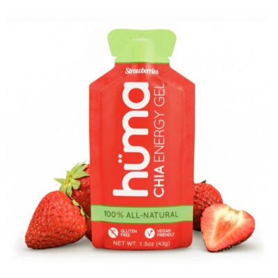 Huma Chia Energy Gel-Strawberries-9 count x 43g-22gr Carbs,105mg Sodium,100% All Natural,Vegan,Gluten Free,Caffeine Free,No Stomach Problems,Great Taste,Easy Digestion - Pack of 9