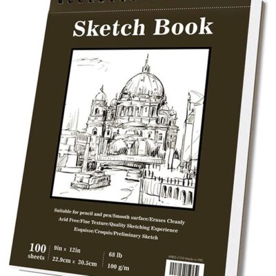 Sketch Book, Top Spiral Bound Sketch Pad, 1 Pack 100-Sheets (68lb/100gsm), Acid Free Art Sketchbook Artistic Drawing Painting Writing Paper for Kids Adults Beginners Artists