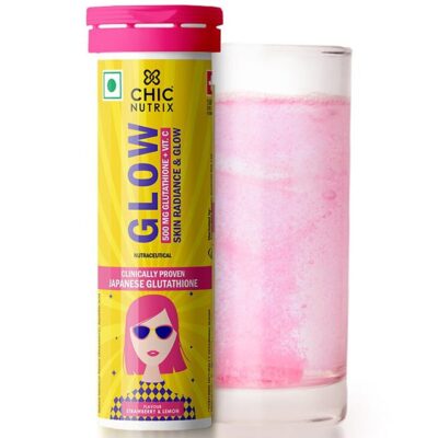 Glow - Japanese Glutathione & Vit. C for skin radiance & even tone - 10 Effervescent Tablets, Strawberry-Lemon flavour