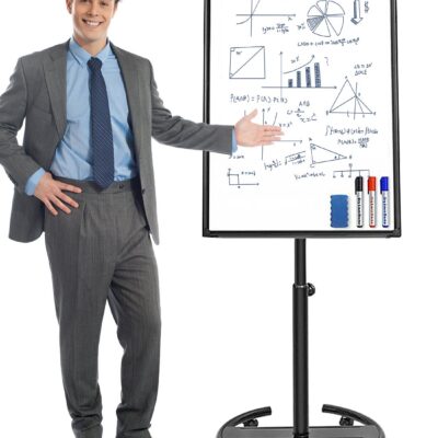 KidLe Dry Erase Boards Rolling Whiteboard, Mobile Round Base Whiteboard - 3-Layer Coated Smooth Surface, Ideal for Team Brainstorming, Education