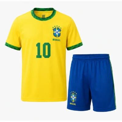 Brazil 2026 Away Jersey and Shorts Kit for Men - Yellow Jersey with Blue Shorts, Size S