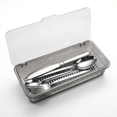 24-Piece Stainless Steel Dinnerware Set | Includes Storage Box and Cleaning Cloth | Ideal for Home, Outdoors, and Gifts