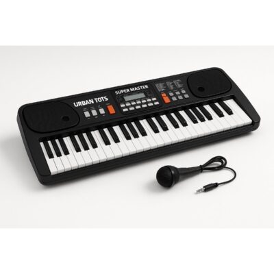 Urban Tots Bigfun Multi-Functional Piano 630 – 61 Full-Sized Keys, Lcd Display, Built-In Microphone, 50+ Sound Effects & 20 Songs-Black