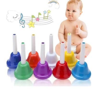 Percussions 8-Note Colorful Metal Hand Bell Handbells Set Musical Instrument Toy for Kids Children Festival Gifts