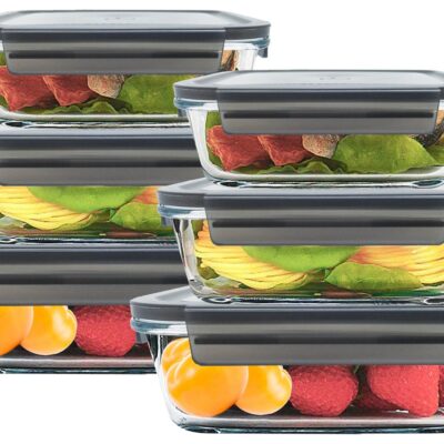 6 Pack Glass Meal Prep Containers With Leakproof Locking Lids Glass Food Storage Containers