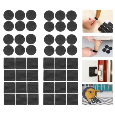 Furniture Pads, KASTWAVE 48 Pack Rubber Non Slip Furniture Feet Pads, Rubber Stickers Self-Adhesive Furniture Felt Pads for Chair Legs, Tiled, Carpet, Laminate, Hardwood Floor Protectors