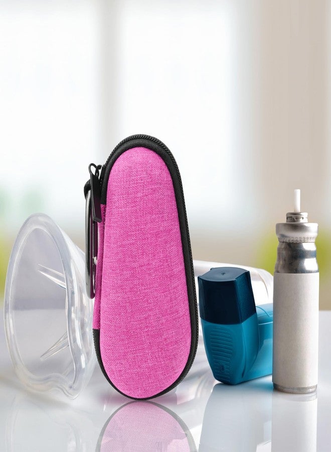 Beautyflier 2 PCS Asthma Inhaler Travel Case, Portable Zipper Carry Box with Clip-On Carabiner, Asthma Inhaler EVA Protective Holder for Adults and Kids, Case Only (Hot Pink + Black - Image 3