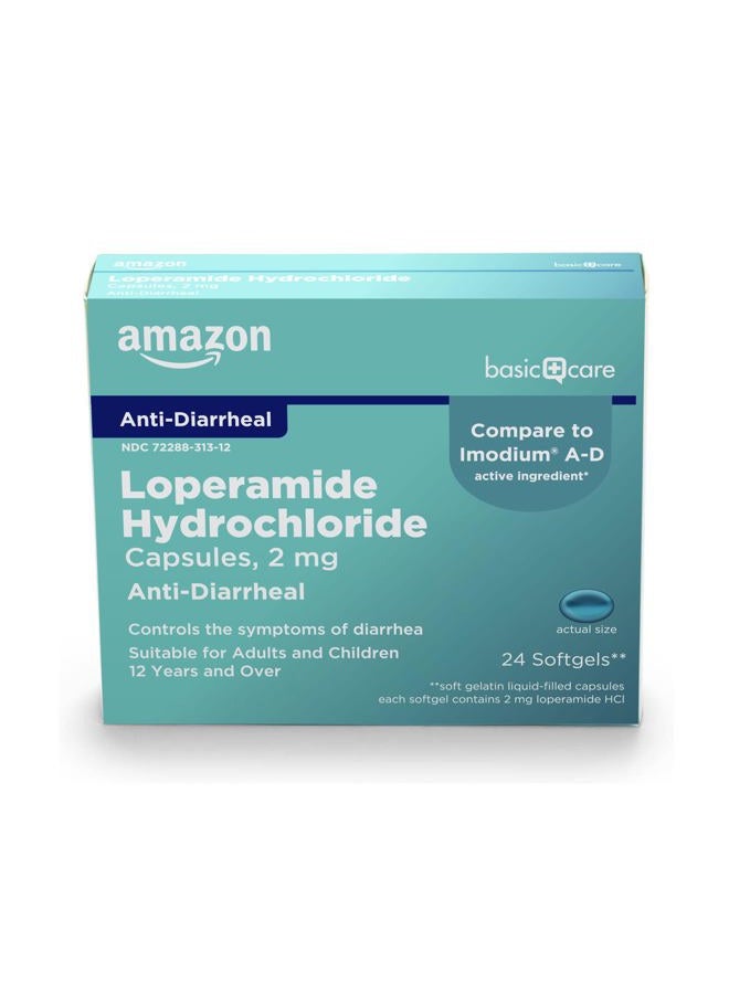 Loperamide Hcl 2 Mg Softgels, Anti-Diarrheal, Made in USA, 24 Count (Pack of 1)