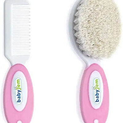 Babyjem - Brush Comb Set with Natural Bristle Pink