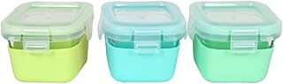 Melii Glass Food Storage Containers with Silicone Sleeve 160 ml Pack of 3 - Green, Mint, Turquoise