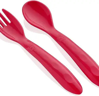 Babyjem - Baby Spoon And Fork Set Red 12 Months+
