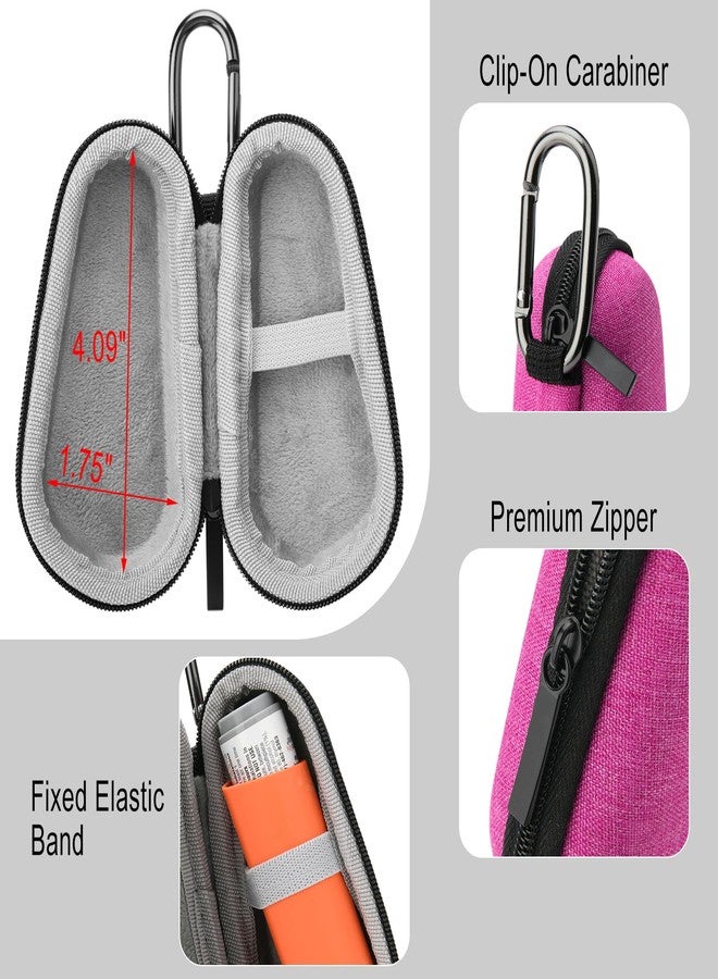 Beautyflier 2 PCS Asthma Inhaler Travel Case, Portable Zipper Carry Box with Clip-On Carabiner, Asthma Inhaler EVA Protective Holder for Adults and Kids, Case Only (Hot Pink + Black - Image 4