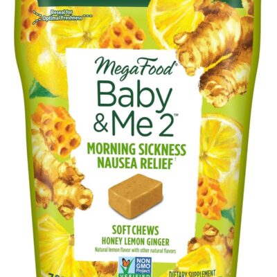 Baby & Me Morning Sickness Nausea Relief,With Ginger and B6, Individually Wrapped Soft Chews, Honey Lemon Ginger, Natural Lemon Flavor with other natural flavors, Dietary Supplement, 30 Chews | 30 Servings
