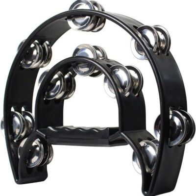 Helweet Tambourine, Half Moon Hand Tambourine, Half Moon Shape Bell Ring, Half Moon Tambourine, Double Row Jingles Tambourine, Half Moon Tambourine, for Dance Party Games Church Singing Accompaniment